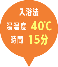 入浴法 湯温度40℃ 時間15分