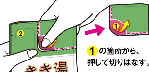1の箇所から押して切りはなす