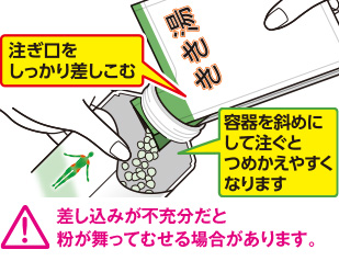 注ぎ口をしっかり差し込む